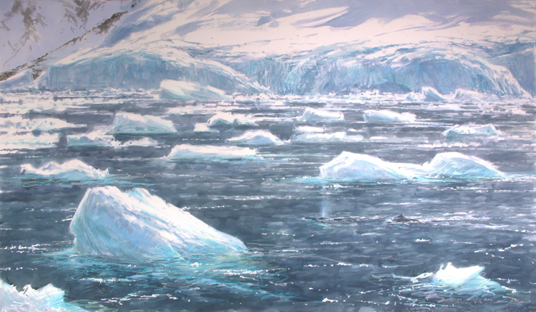 humpback whales among the ice